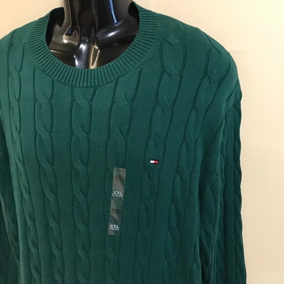 Men's Tommy Hilfiger Flag Logo Cable Knit Sweater-Size 2XL - Picture 9 of 15